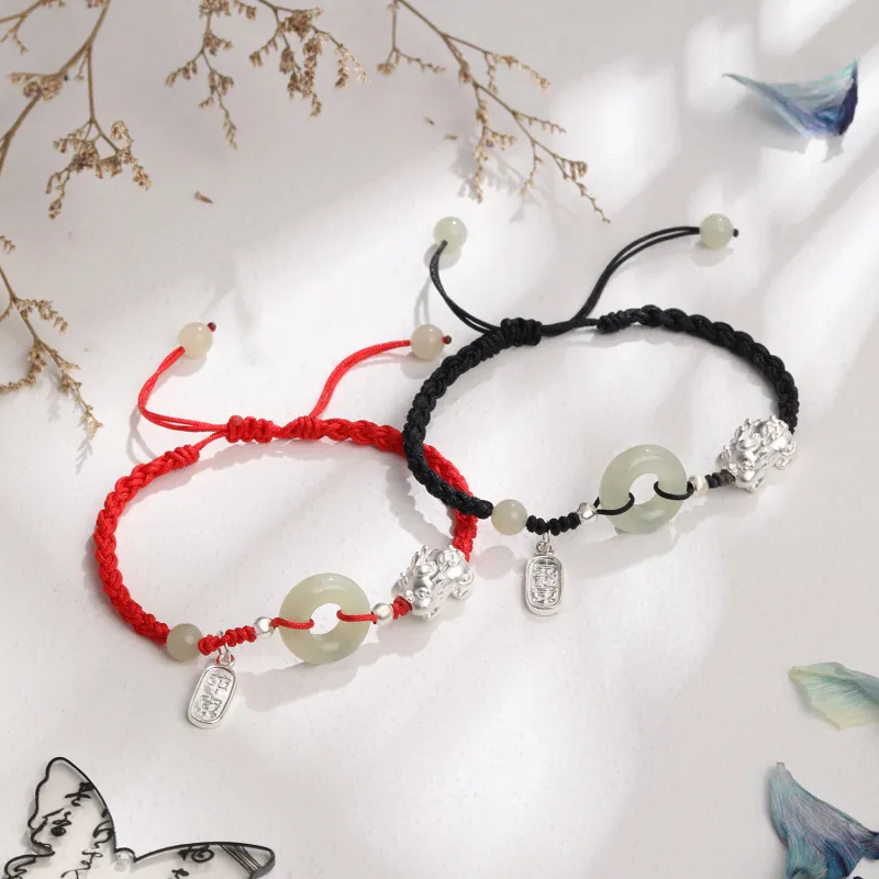 Lao Feng Xiang Hetian Jade Bracelets White Jade/Pale Greenish White Jade Unisex-8