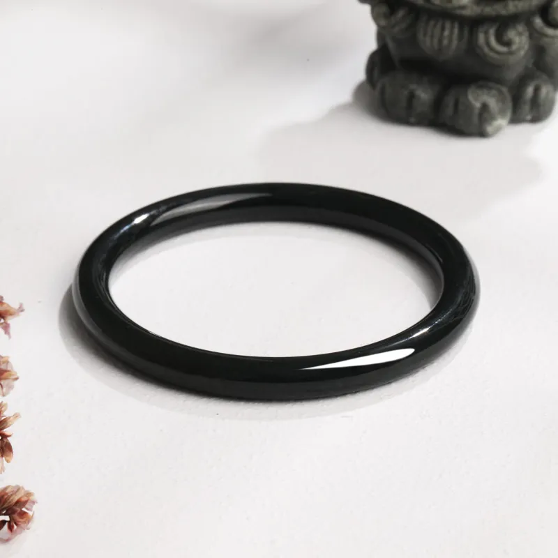 Lao Feng Xiang Hetian Jade Bangles Black Jade Women's-3