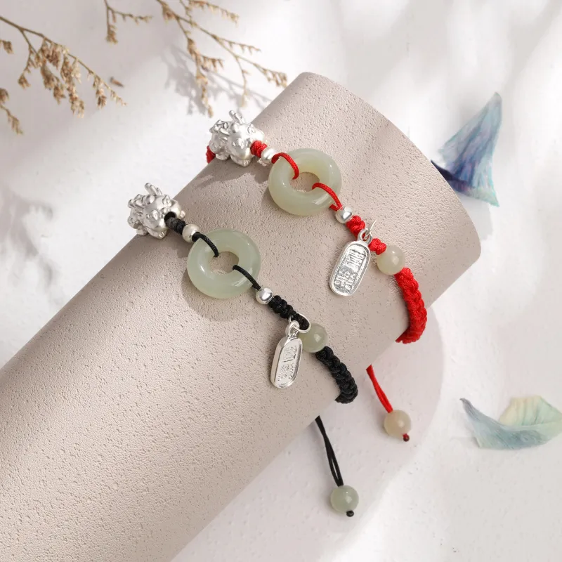 Lao Feng Xiang Hetian Jade Bracelets White Jade/Pale Greenish White Jade Unisex-7