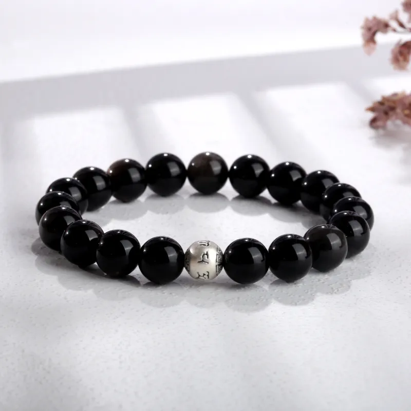 Lao Feng Xiang Natural Obsidian Bracelets Unisex-8