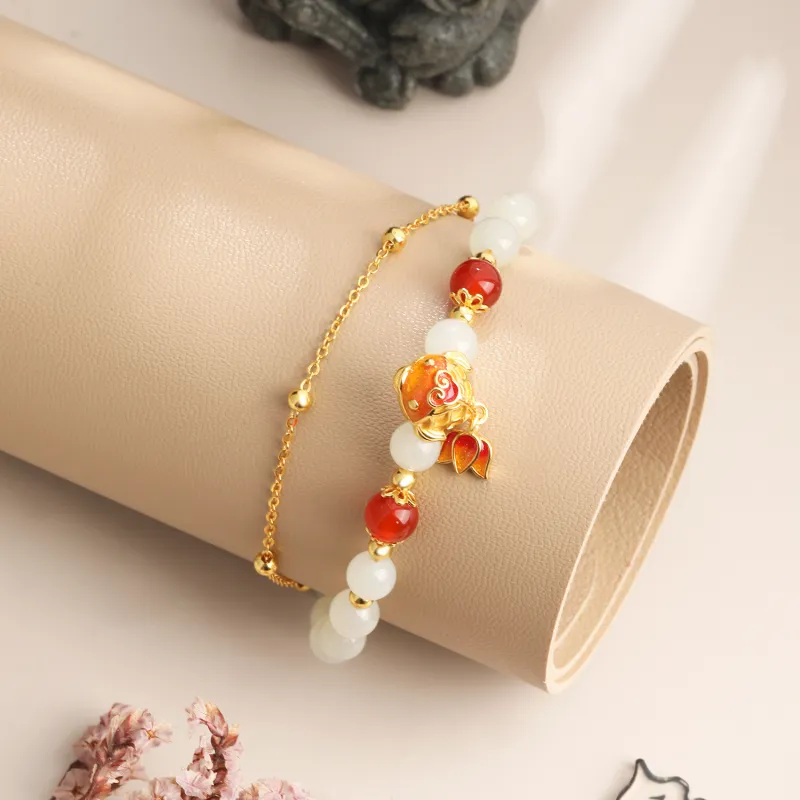 Lao Feng Xiang Hetian Jade Bracelets White Jade/Pale Greenish White Jade Women's-4