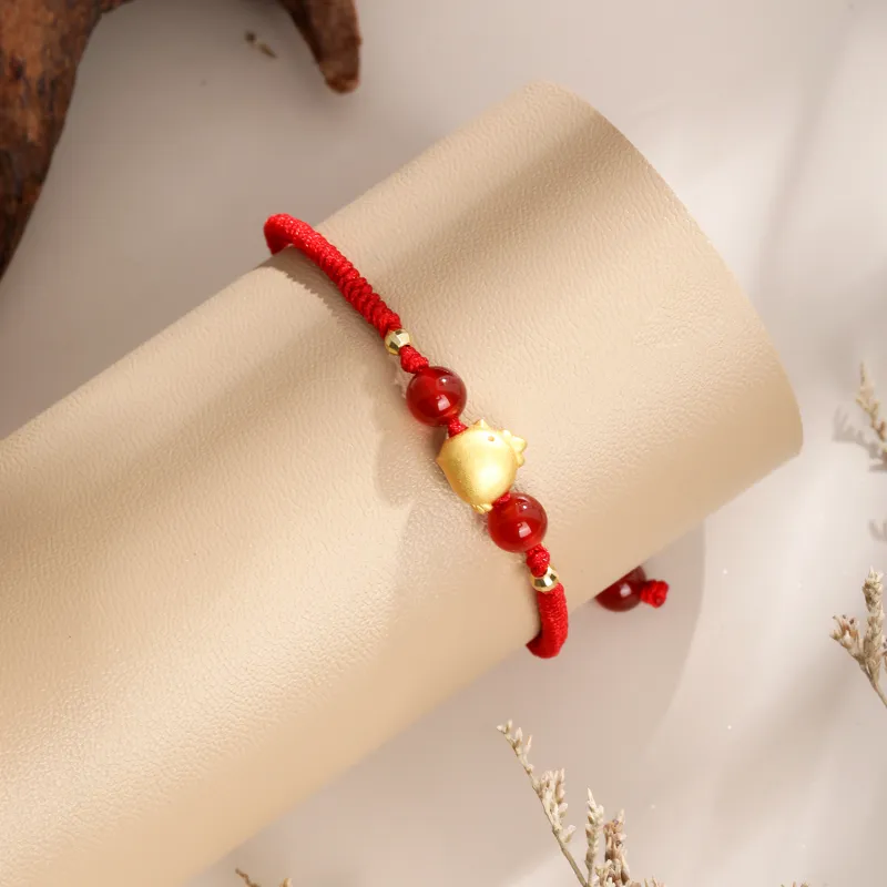 Lao Feng Xiang Natural Agate Bracelets Unisex-38