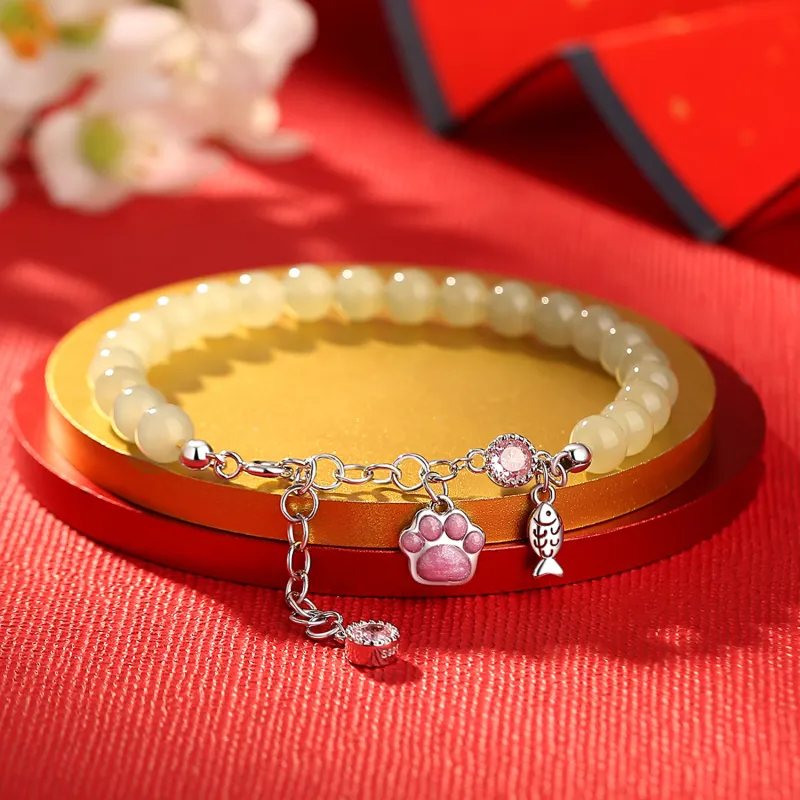 Lao Feng Xiang Hetian Jade Bracelets White Jade/Pale Greenish White Jade Women's-2