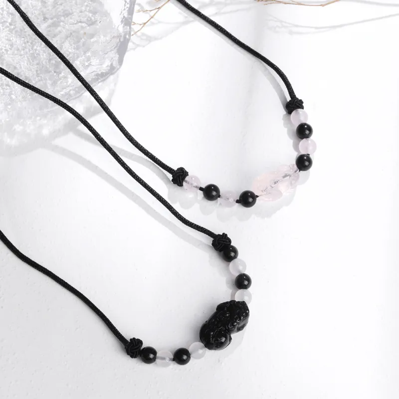 Lao Feng Xiang Obsidian Jade Necklaces Unisex-4