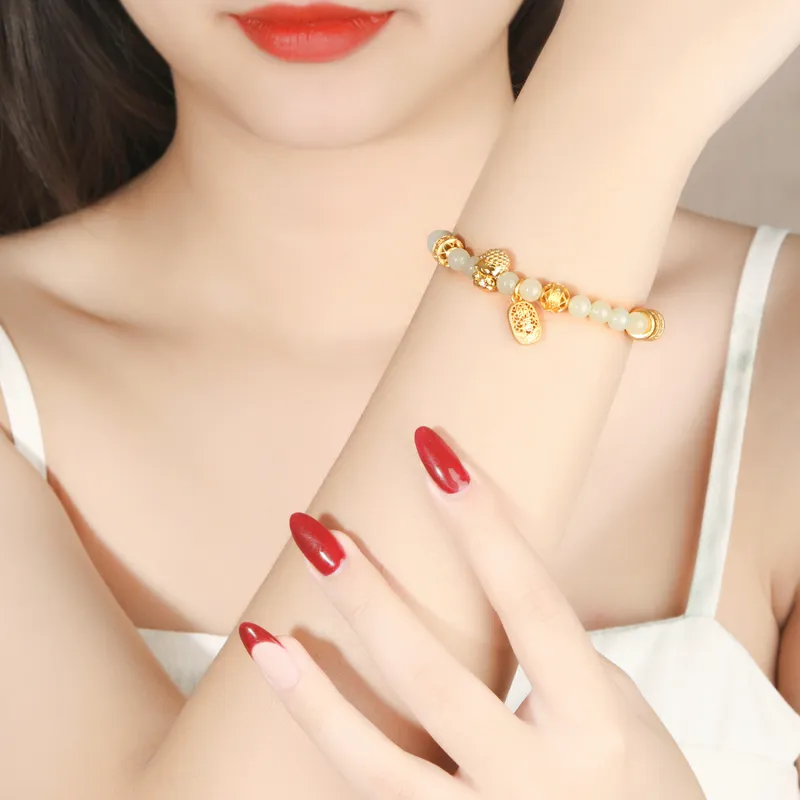 Lao Feng Xiang Hetian Jade Bracelets White Jade/Pale Greenish White Jade Women's-4