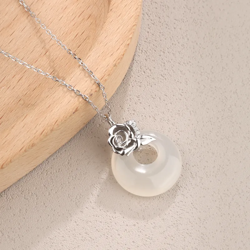 Lao Feng Xiang Natural Chalcedony Necklaces Women's-4