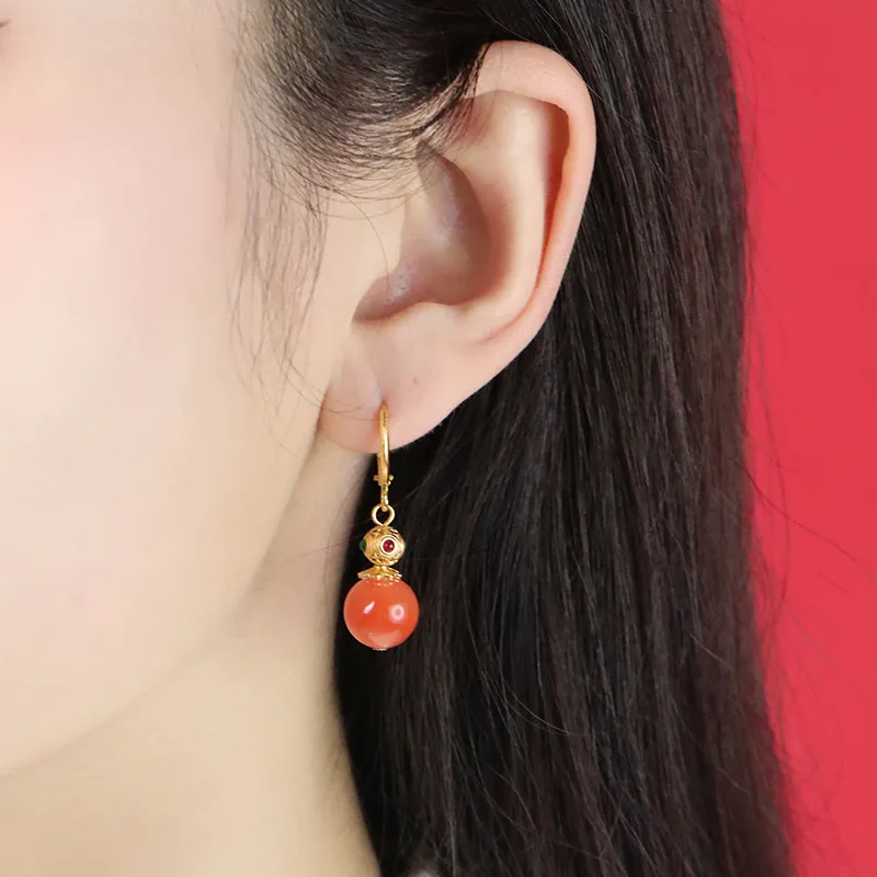 LAOYINJIANG 925 Sterling Silver, Agate, Faux Crystal Earrings Women's-3