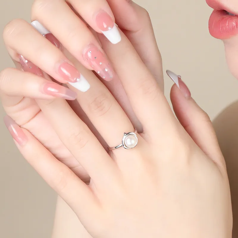 LAOYINJIANG Pearl S925 Sterling Silver, Hoop Ring Women's-3