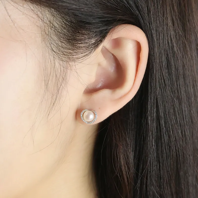 LAOYINJIANG Pearl Stud Earrings, Includes Silver Earring Back Women's-4