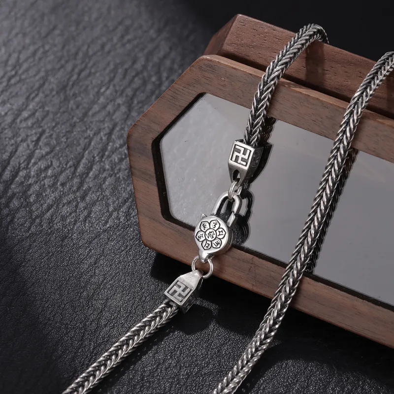 LAOYINJIANG S925 Silver Men's Plain Silver Chain Men's-2