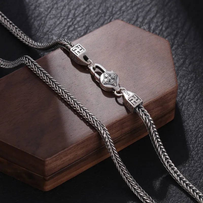 LAOYINJIANG S925 Silver Men's Plain Silver Chain Men's-3