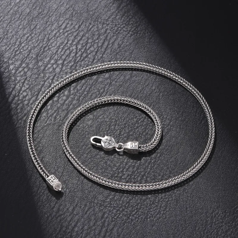 LAOYINJIANG S925 Silver Men's Plain Silver Chain Men's-8