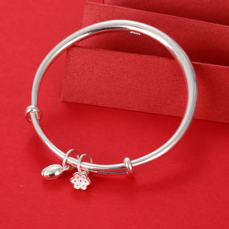 LAOYINJIANG S999 Fine Silver Kids' Bangle, Baby Bangle Kids'-9