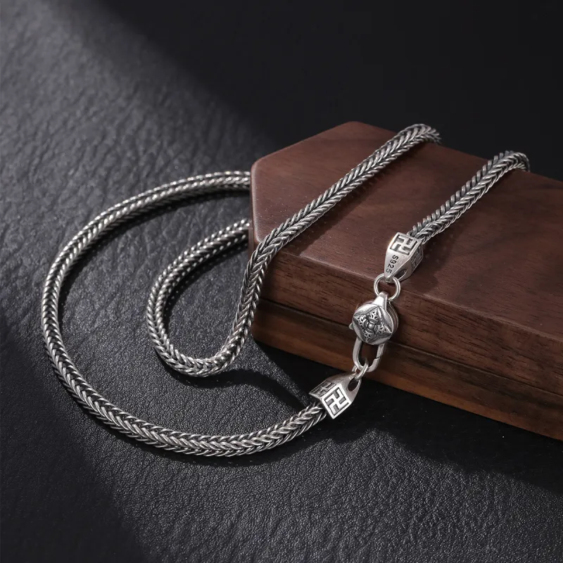 LAOYINJIANG S925 Silver Men's Plain Silver Chain Men's-10