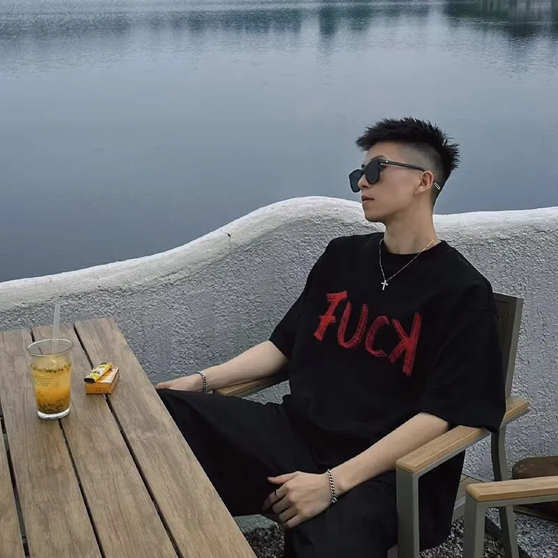 TESTUNG Casual T Shirts Unisex Black-2