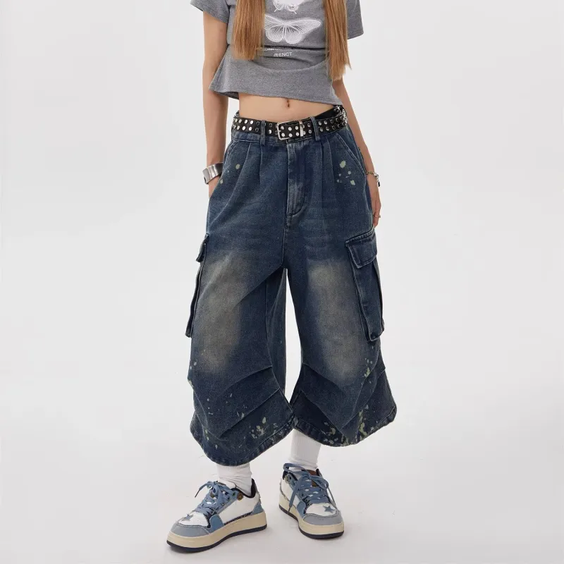 TESTUNG Denim Shorts Unisex Blue-5