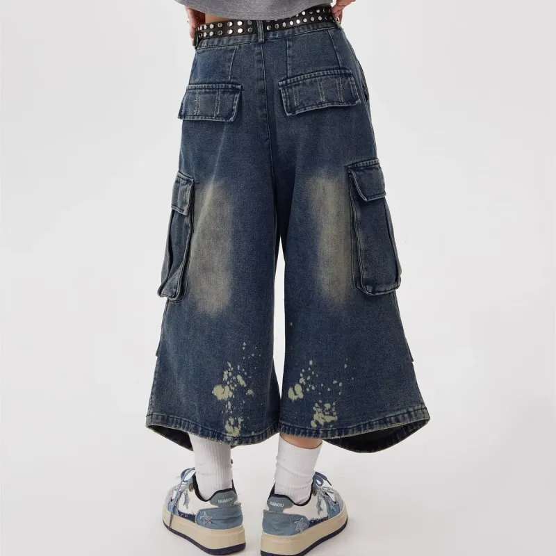 TESTUNG Denim Shorts Unisex Blue-1