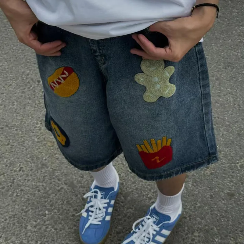 TESTUNG Denim Shorts Unisex Blue-4
