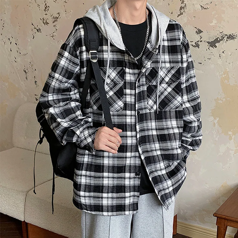 TESTUNG Jackets Coats Unisex Blue Black Plaid-6