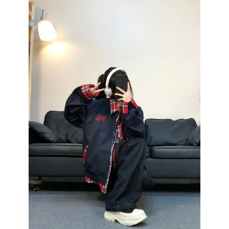 TESTUNG Jackets Coats Unisex Red Plaid-4