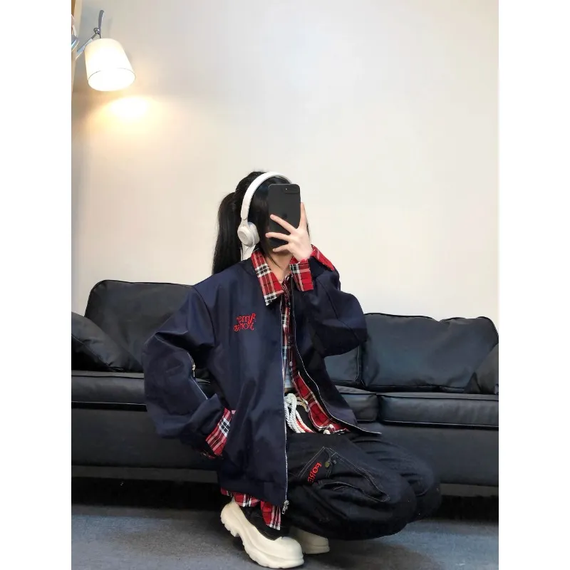 TESTUNG Jackets Coats Unisex Red Plaid-5