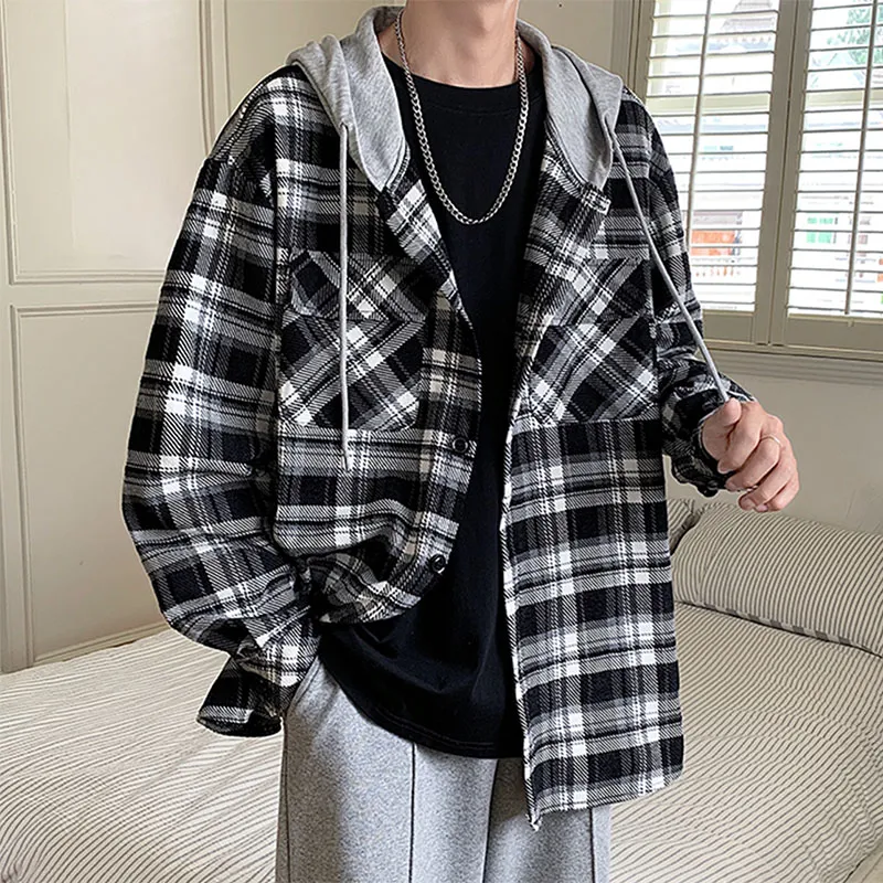 TESTUNG Jackets Coats Unisex Blue Black Plaid-8