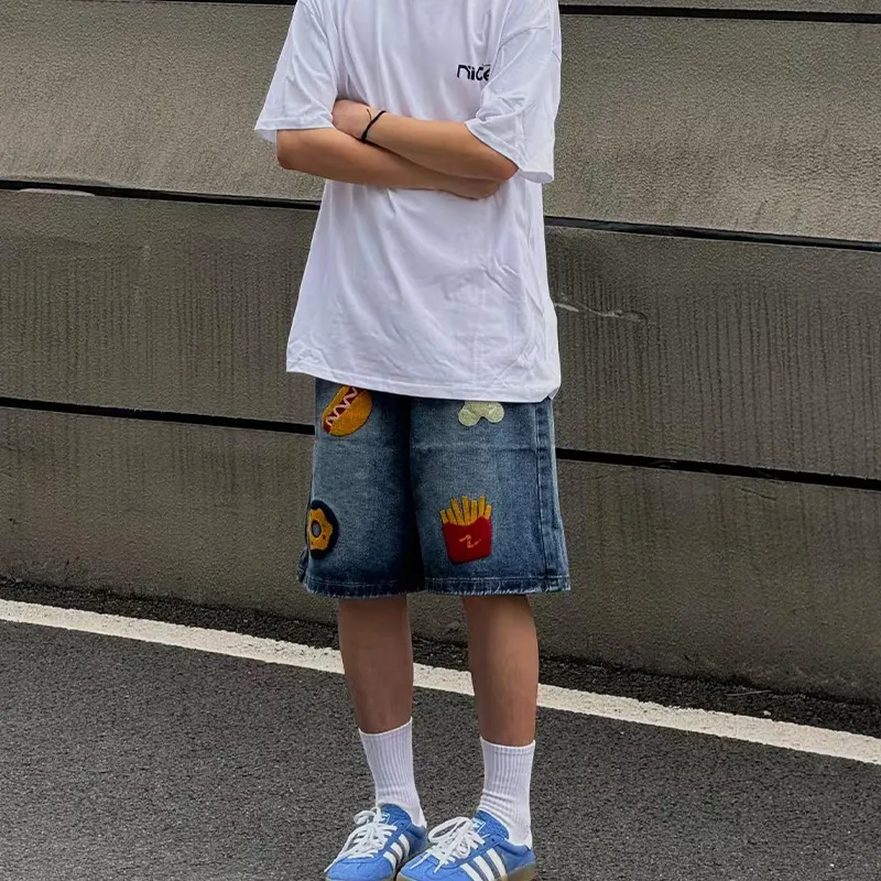 TESTUNG Denim Shorts Unisex Blue-5
