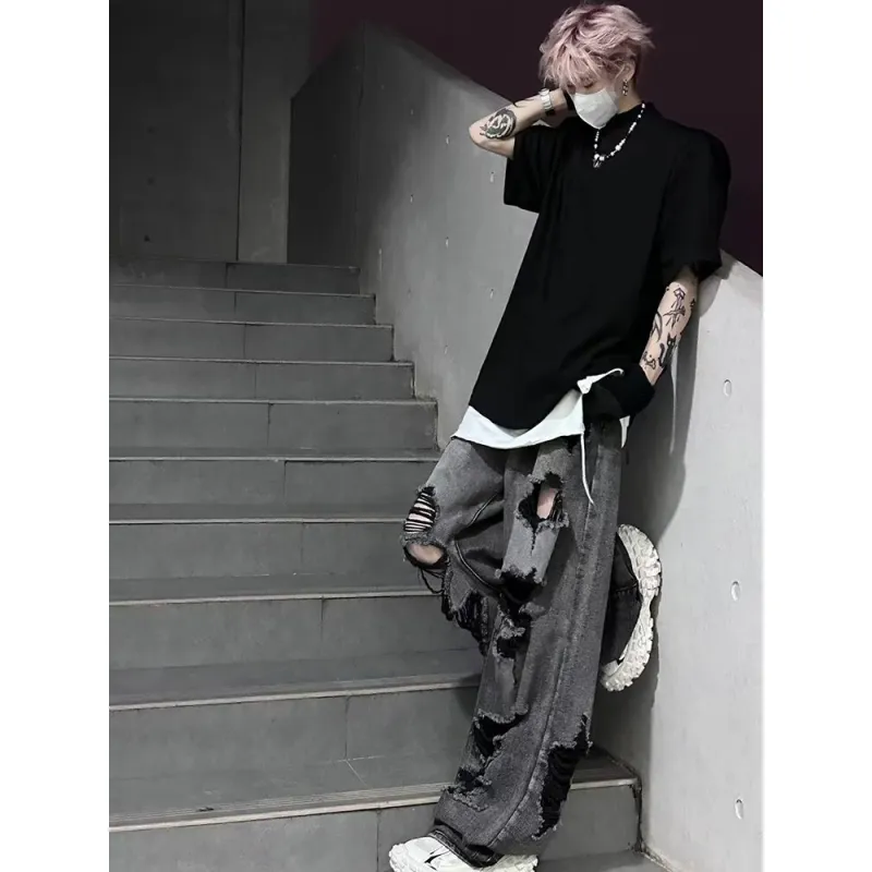 TESTUNG Jeans Unisex Black Gray-2
