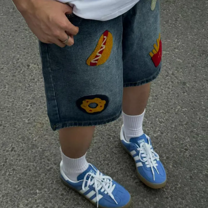 TESTUNG Denim Shorts Unisex Blue-3