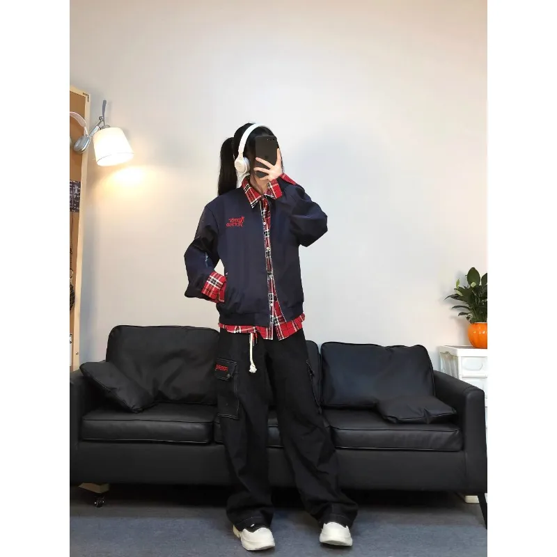 TESTUNG Jackets Coats Unisex Red Plaid-3