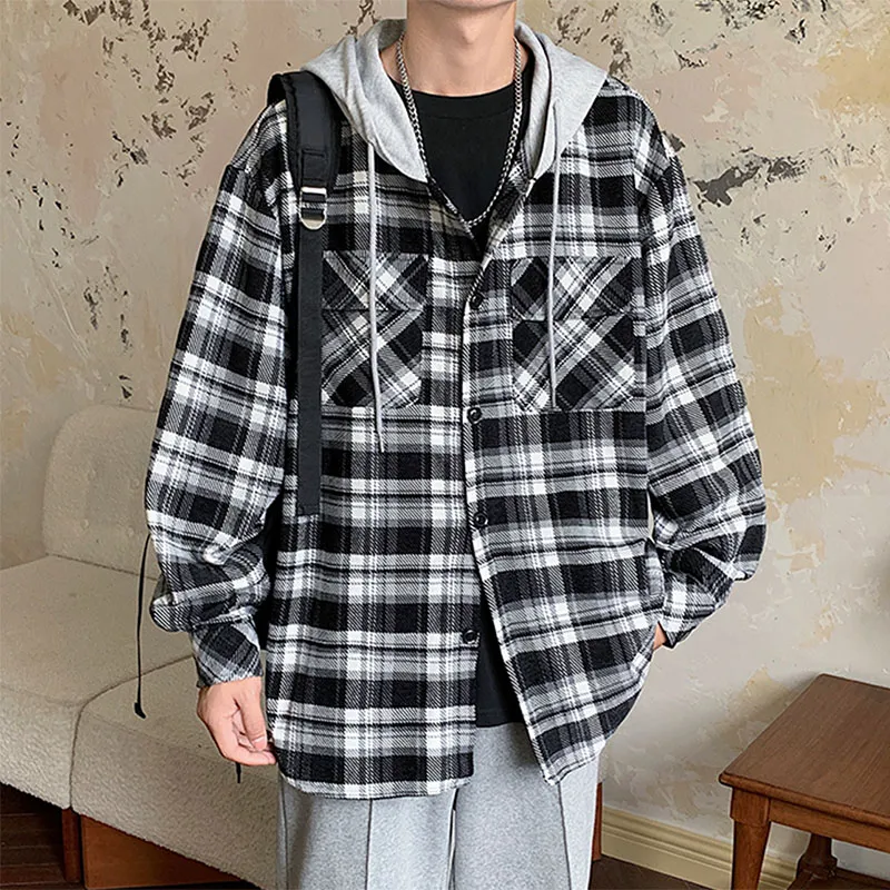 TESTUNG Jackets Coats Unisex Blue Black Plaid-7