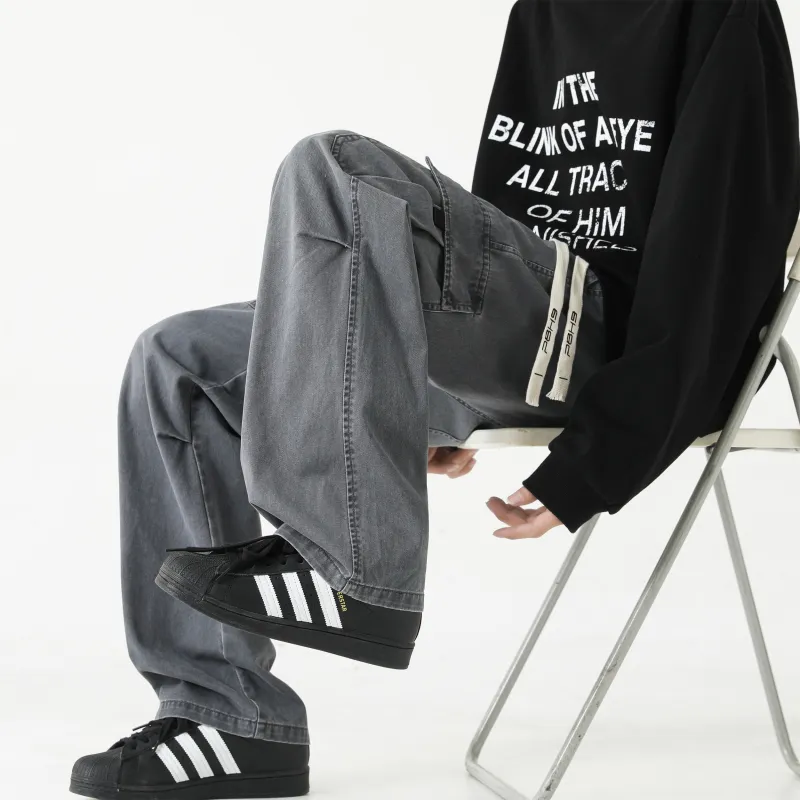 P8H9 Casual Pants Unisex Stone Gray-6