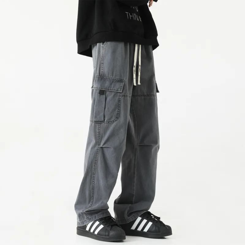 P8H9 Casual Pants Unisex Stone Gray-4
