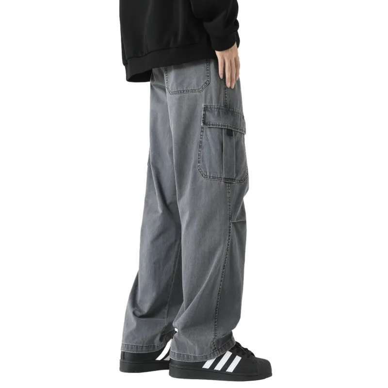 P8H9 Casual Pants Unisex Stone Gray-1
