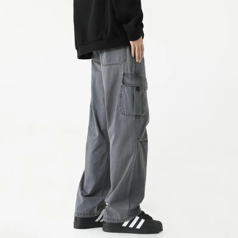 P8H9 Casual Pants Unisex Stone Gray-5