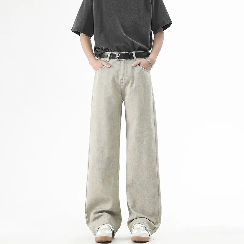 Classic Jeans Style Unisex Khaki Gray Tone-3
