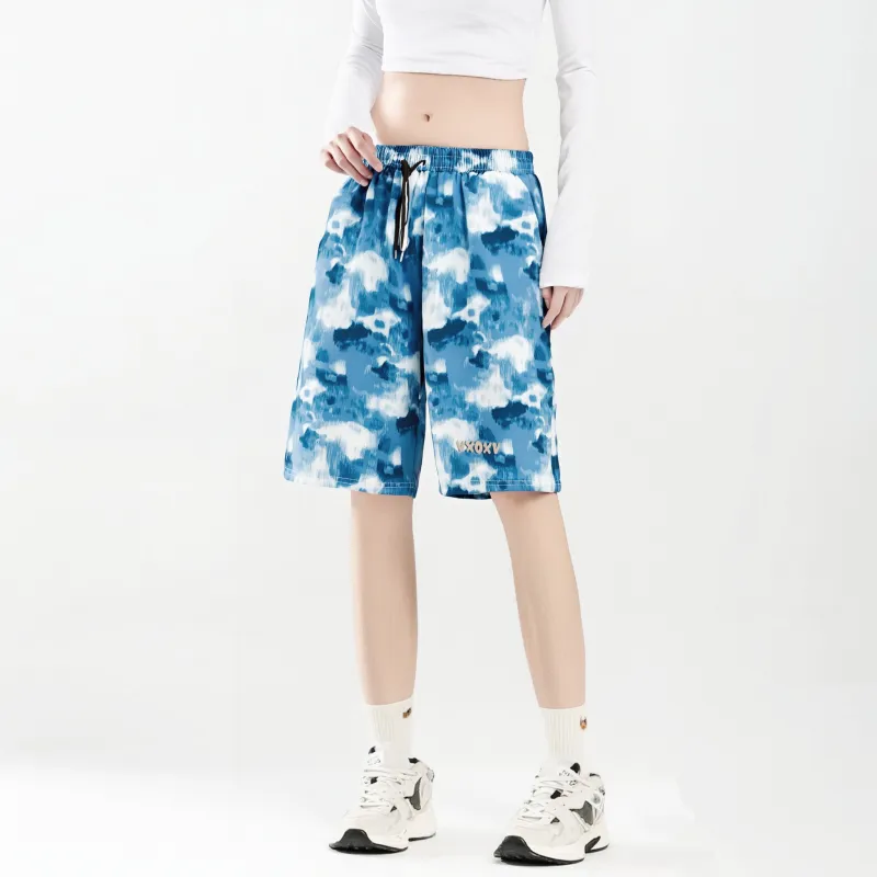 VXOXV Casual Shorts Unisex Blue-3
