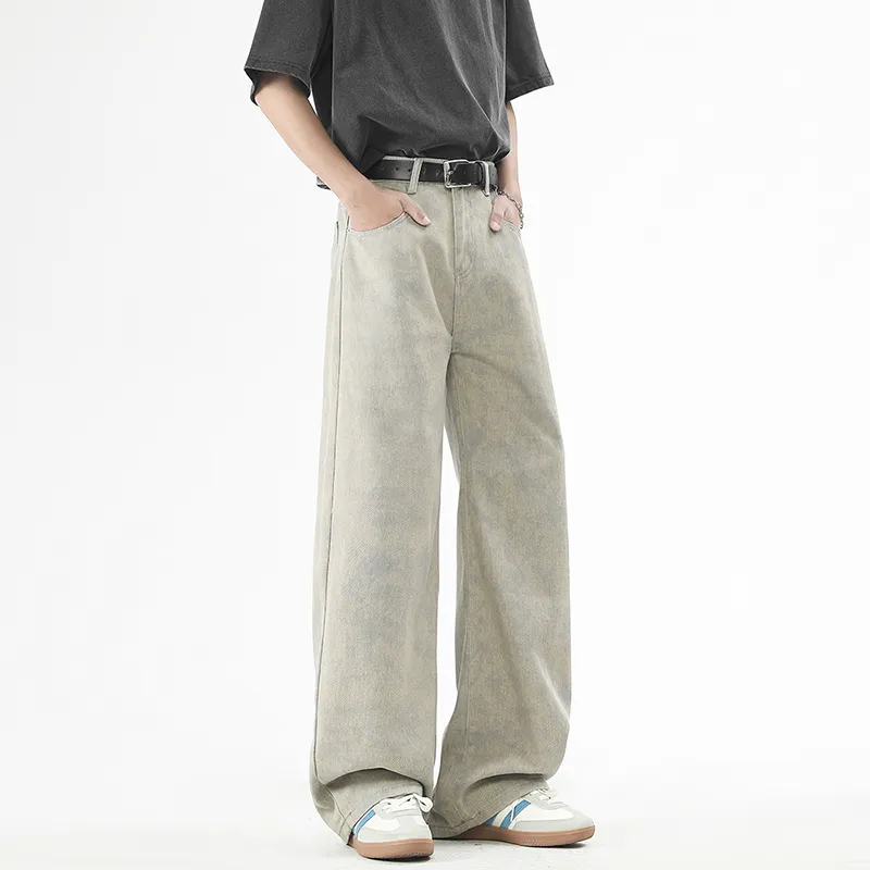 Classic Jeans Style Unisex Khaki Gray Tone-5