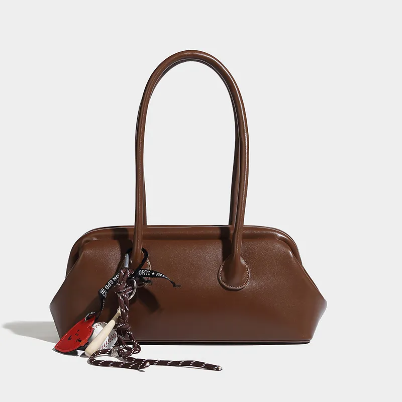 Bullrun Microfiber Leather Shoulder Bag Regular Women's Red/Ecru/Coffee/Black-7
