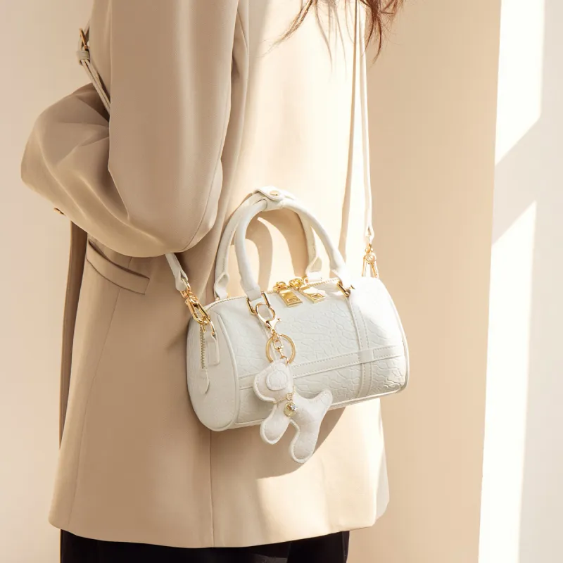 Bullrun Synthetic Leather Handbag Women's White/Black-3