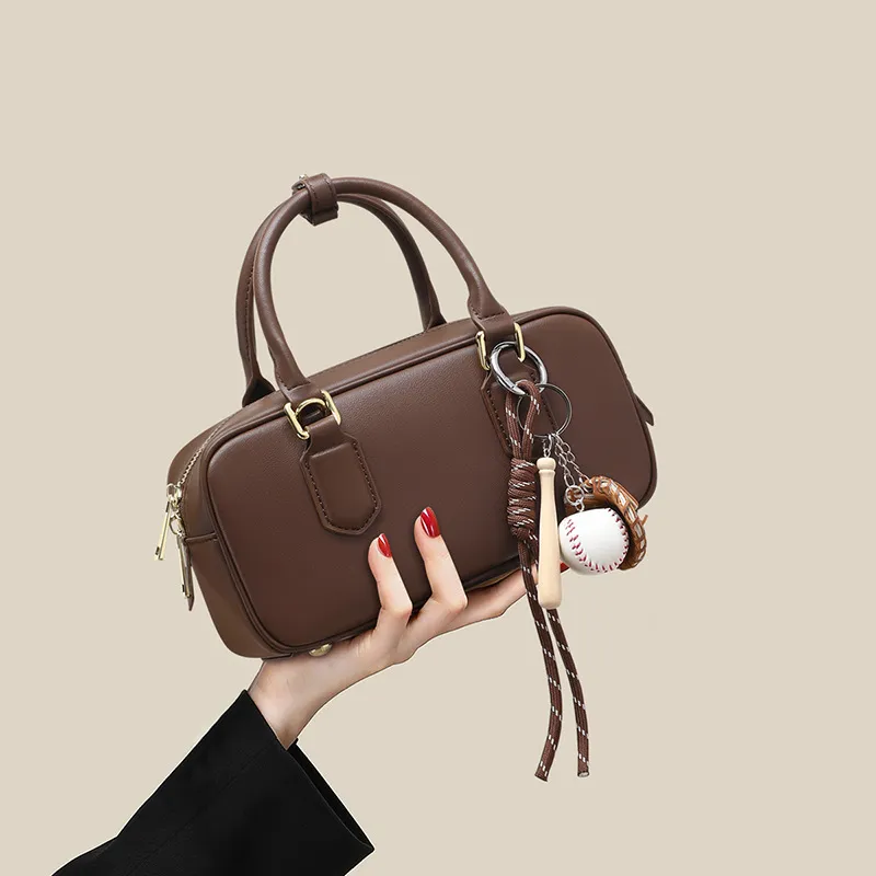 Bullrun Cow Leather One Shoulder Handbag Women's Coffee-4
