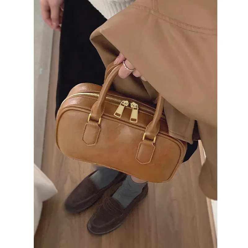 Bullrun Cow Split Leather Handbag Regular Women's Brown-2