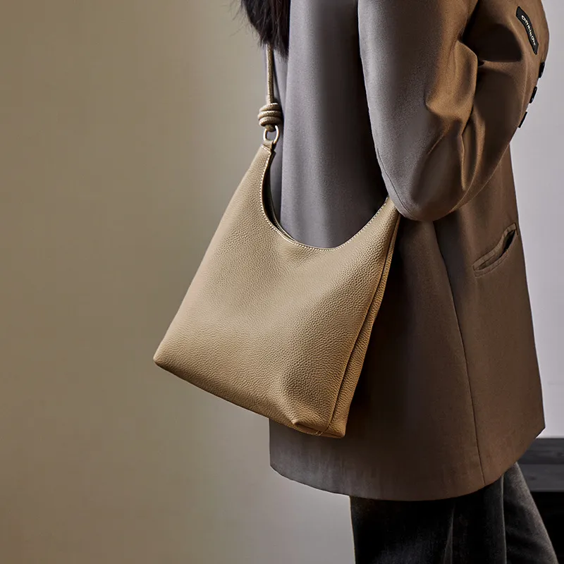 Bullrun Cow Leather With Synthetic Leather Shoulder Bag Women's Elephant Gray-4