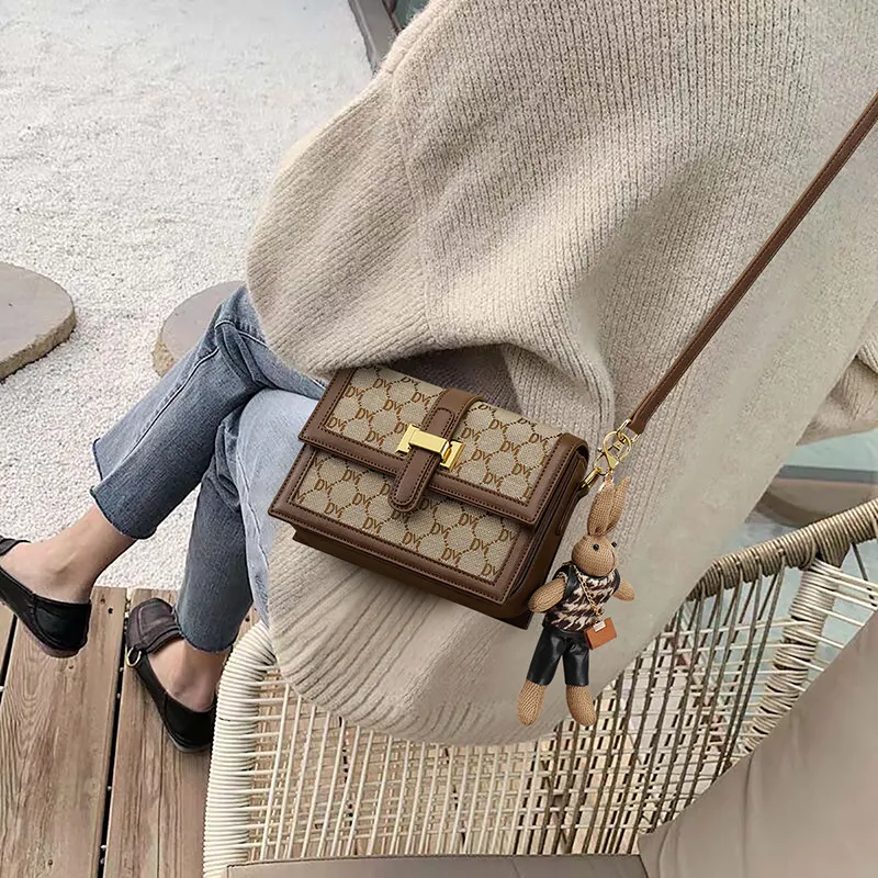 Bullrun Synthetic Leather, Textile Mosaic Shoulder Bag Women's Coffee-4