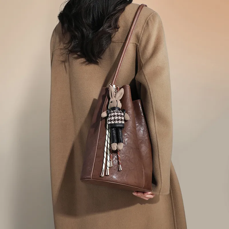 Bullrun Synthetic Leather Shoulder Bag Women's Coffee-2