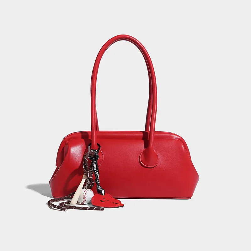 Bullrun Microfiber Leather Shoulder Bag Regular Women's Red/Ecru/Coffee/Black-1