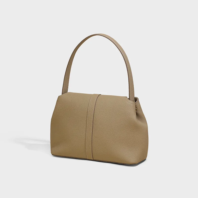 Bullrun Cow Leather One Shoulder Handbag Women's Gray-2