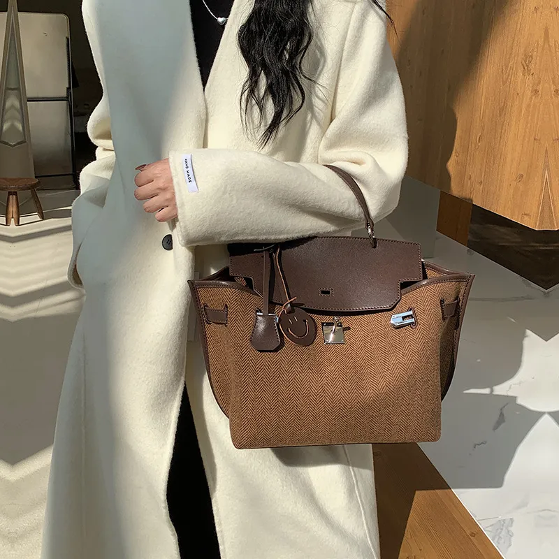Bullrun Woolen With Microfiber Shoulder Bag, Handbag Women's Brown-2