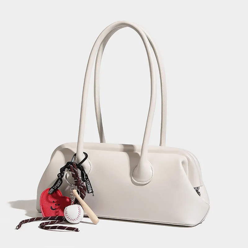 Bullrun Microfiber Leather Shoulder Bag Regular Women's Red/Ecru/Coffee/Black-4