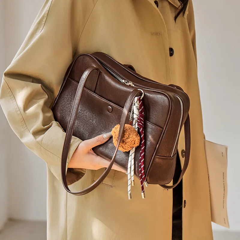 Bullrun Synthetic Leather Handbag, Shoulder Bag Regular Women's Vegetable Tanned Coffee-3
